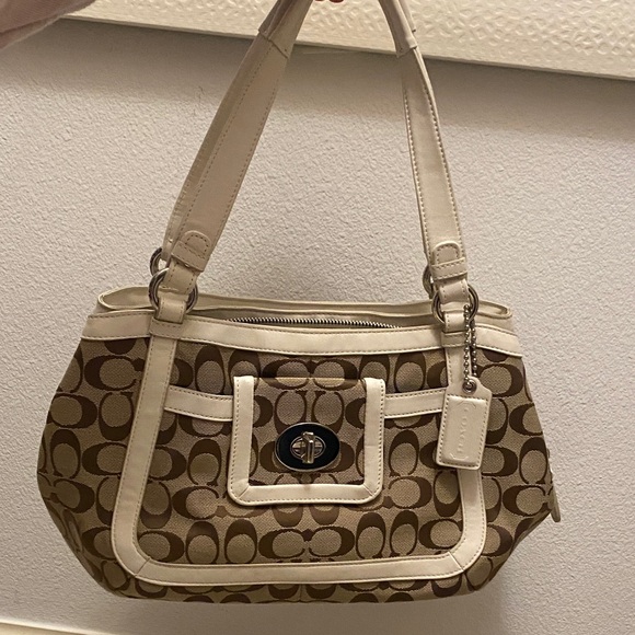Coach Handbags - Coach Tan and Cream Shoulder Bag